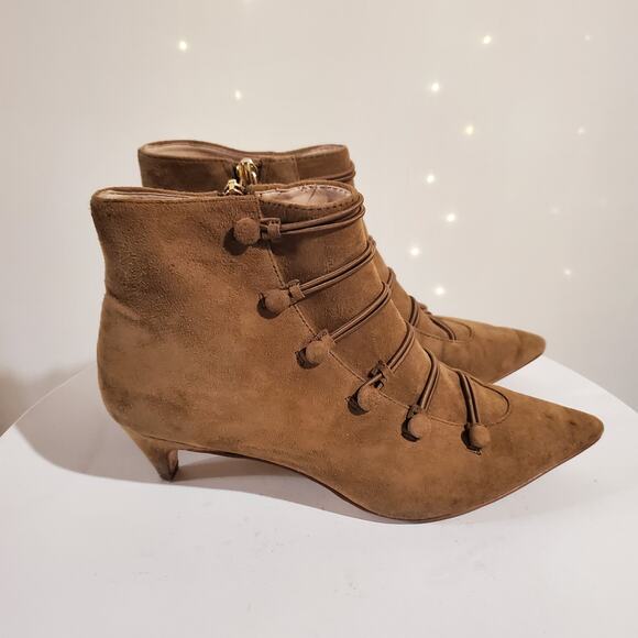 Nine West Zadan Suede Leather Kitten Heel Ankle Boots Size 6 Steampunk Victorian - Picture 4 of 11